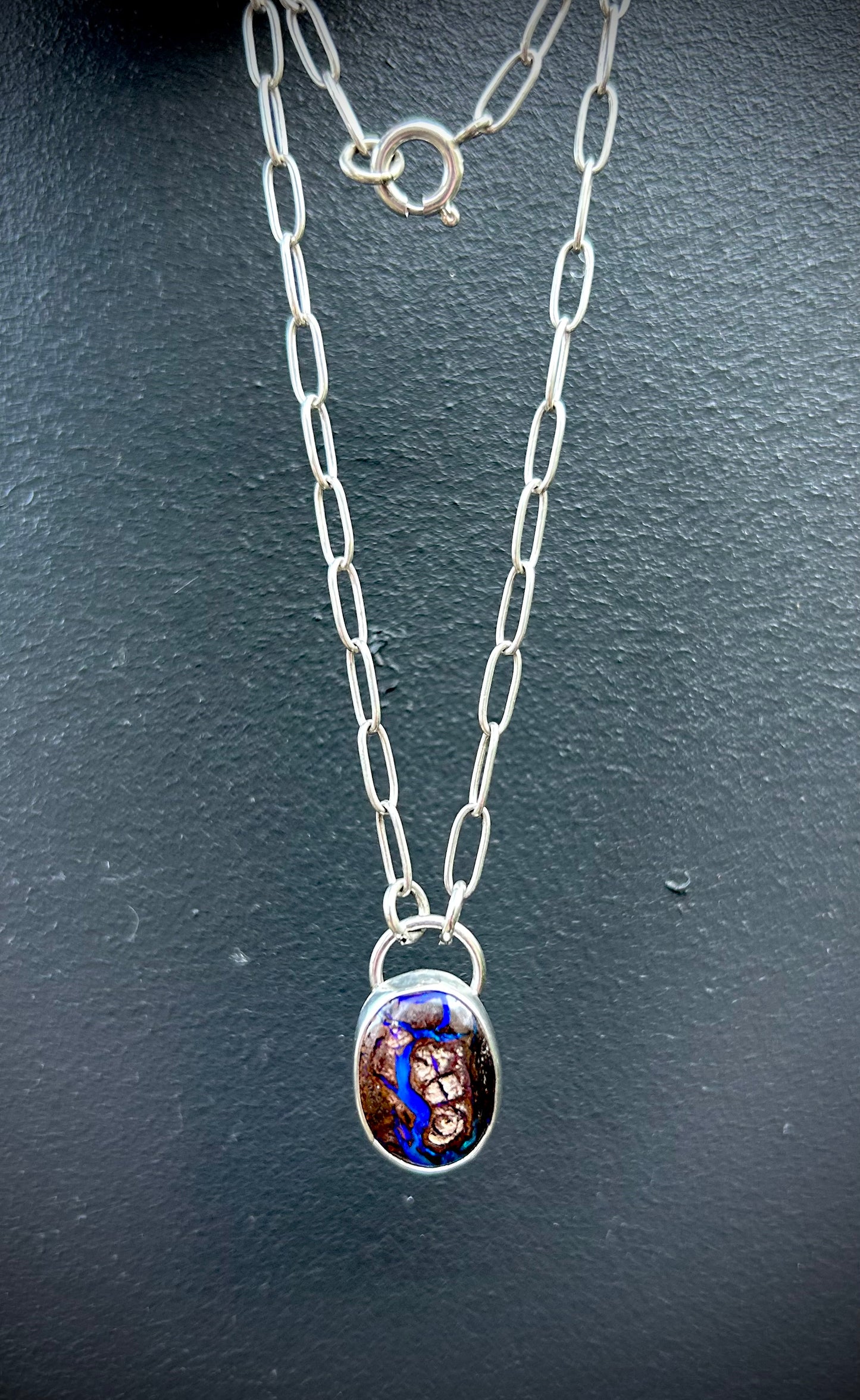 Whispering Blue - Boulder opal pendant