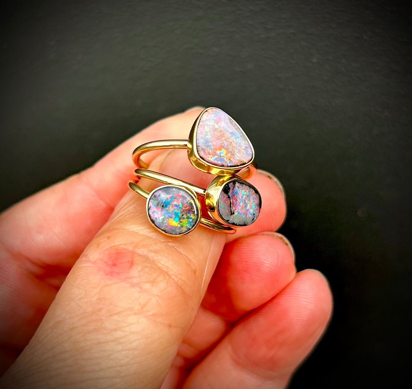 Blushfire - 9ct gold bouler opal