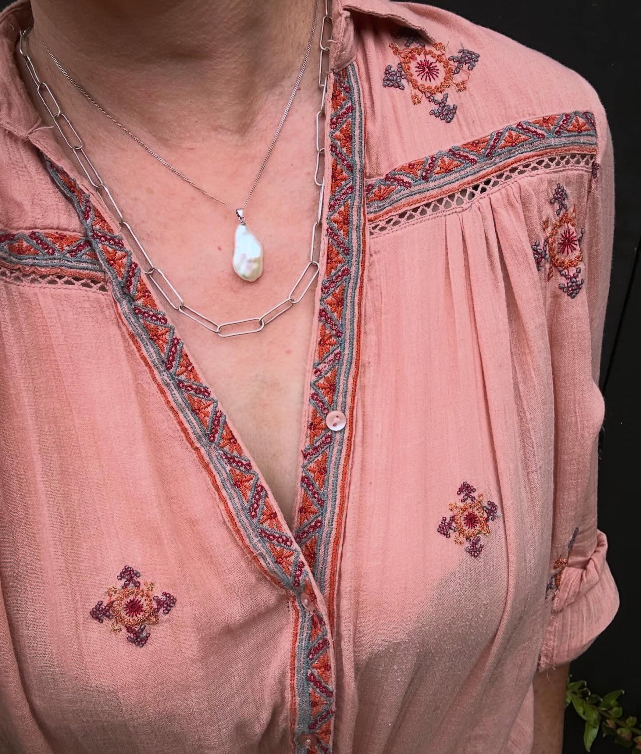 Handmade Paper clip - textured necklace