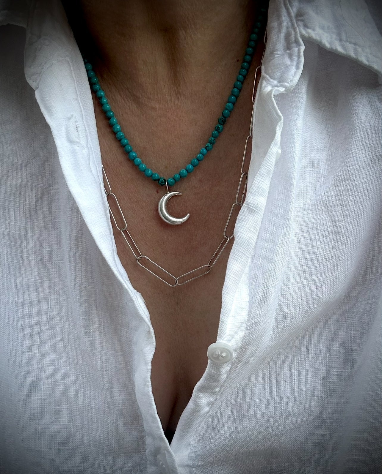 Handmade Paper clip - textured necklace