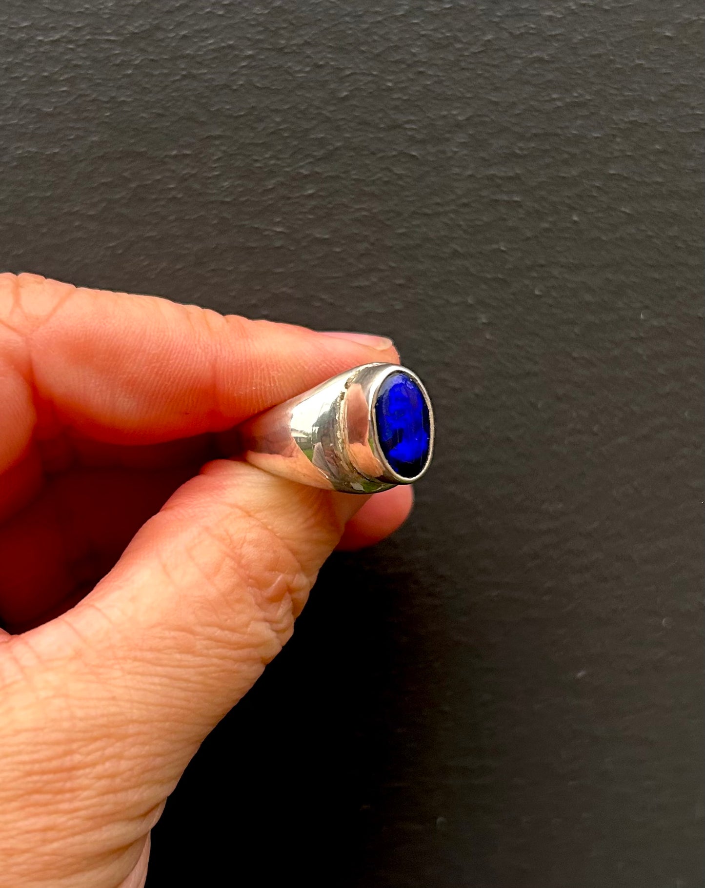 Atlantian Blue sandcast ring - 3.20ct