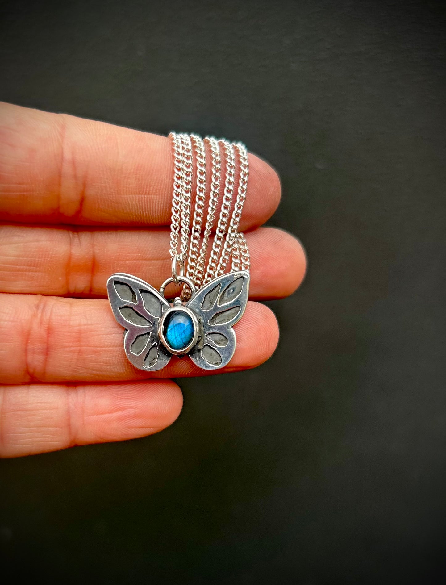 Moonveil Wings - Labradorite Butterfly pendant