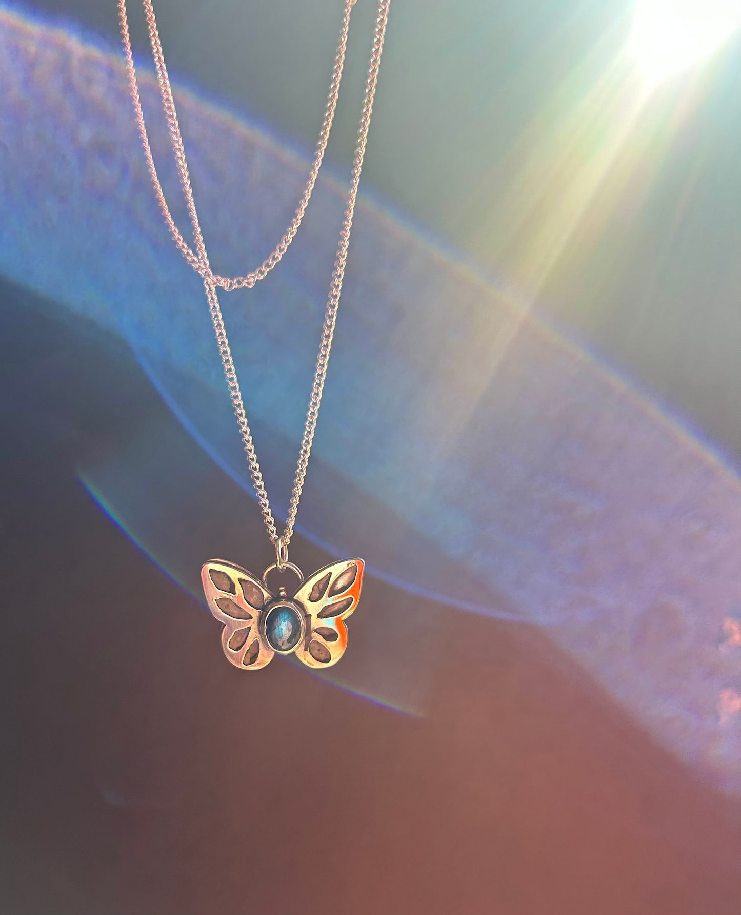 Moonveil Wings - Labradorite Butterfly pendant