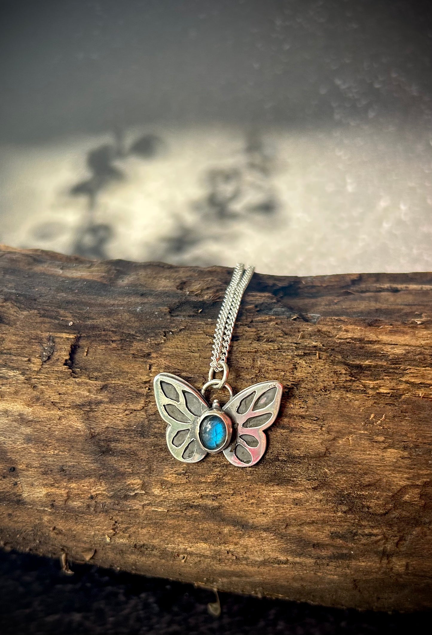 Moonveil Wings - Labradorite Butterfly pendant