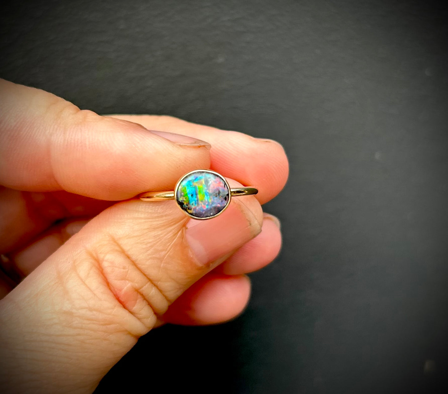 Rainbow Kiss - 9ct gold Boulder Opal