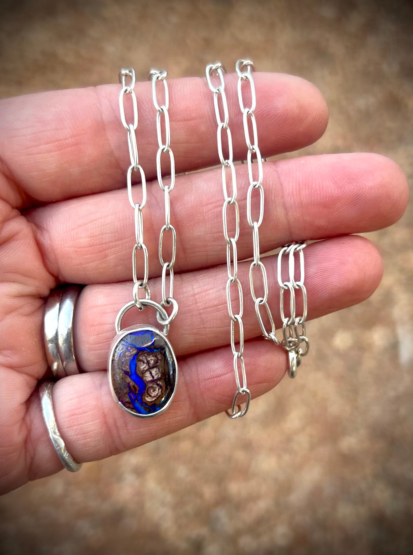 Whispering Blue - Boulder opal pendant
