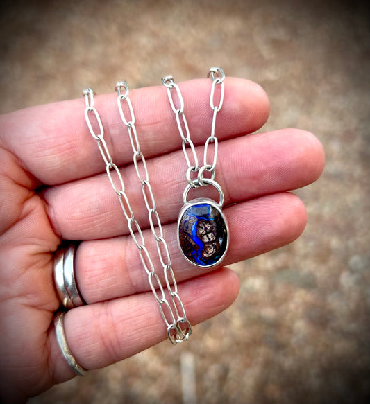 Whispering Blue - Boulder opal pendant