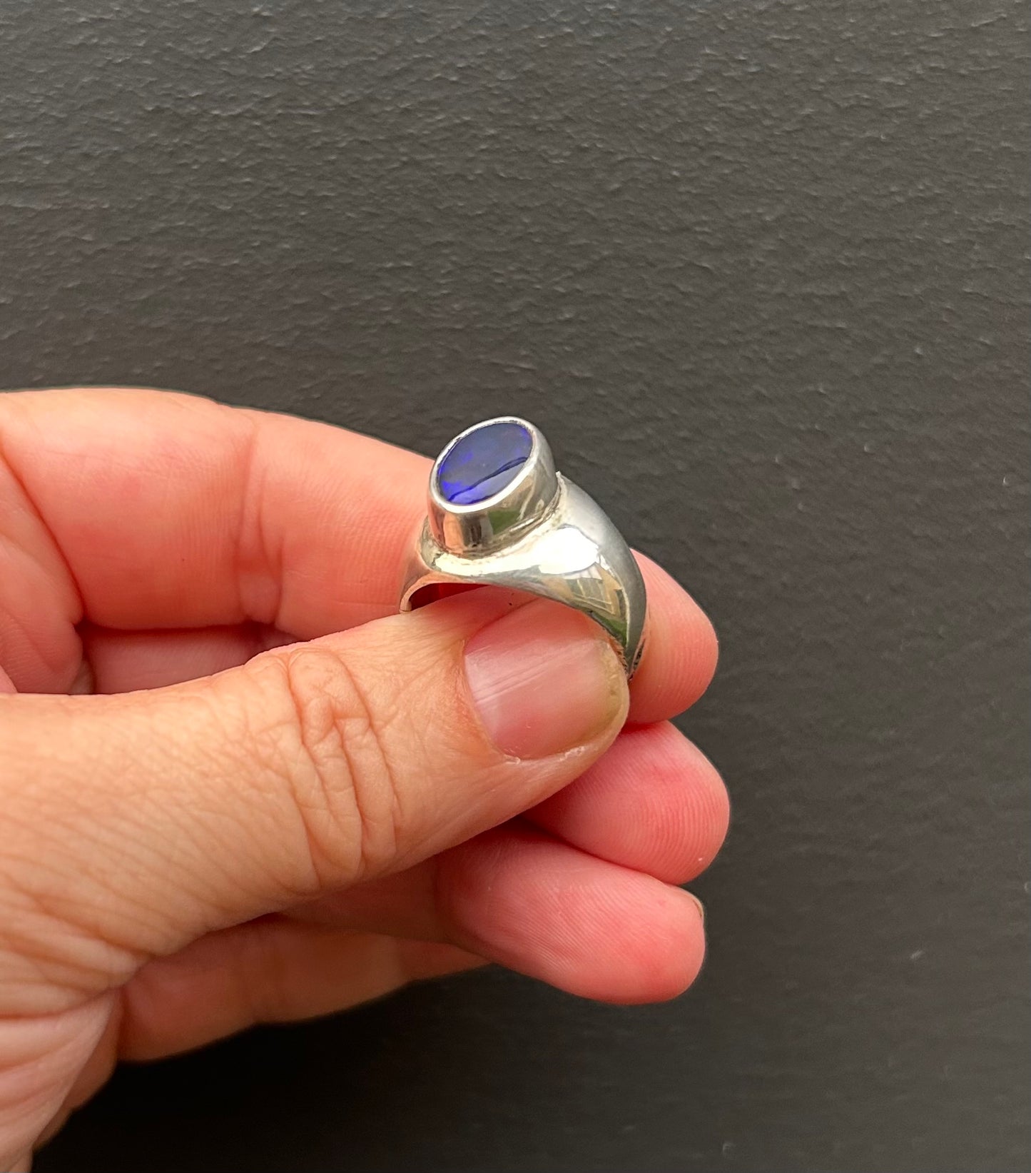 Atlantian Blue sandcast ring - 3.20ct