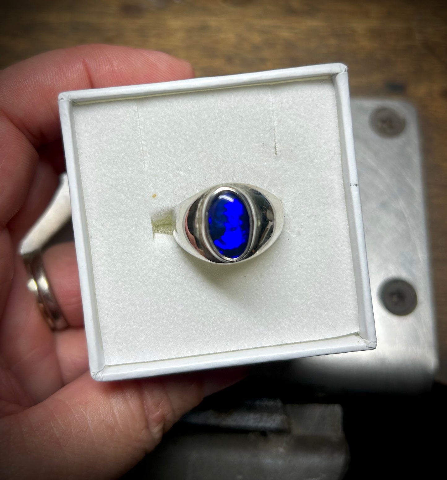 Atlantian Blue sandcast ring - 3.20ct