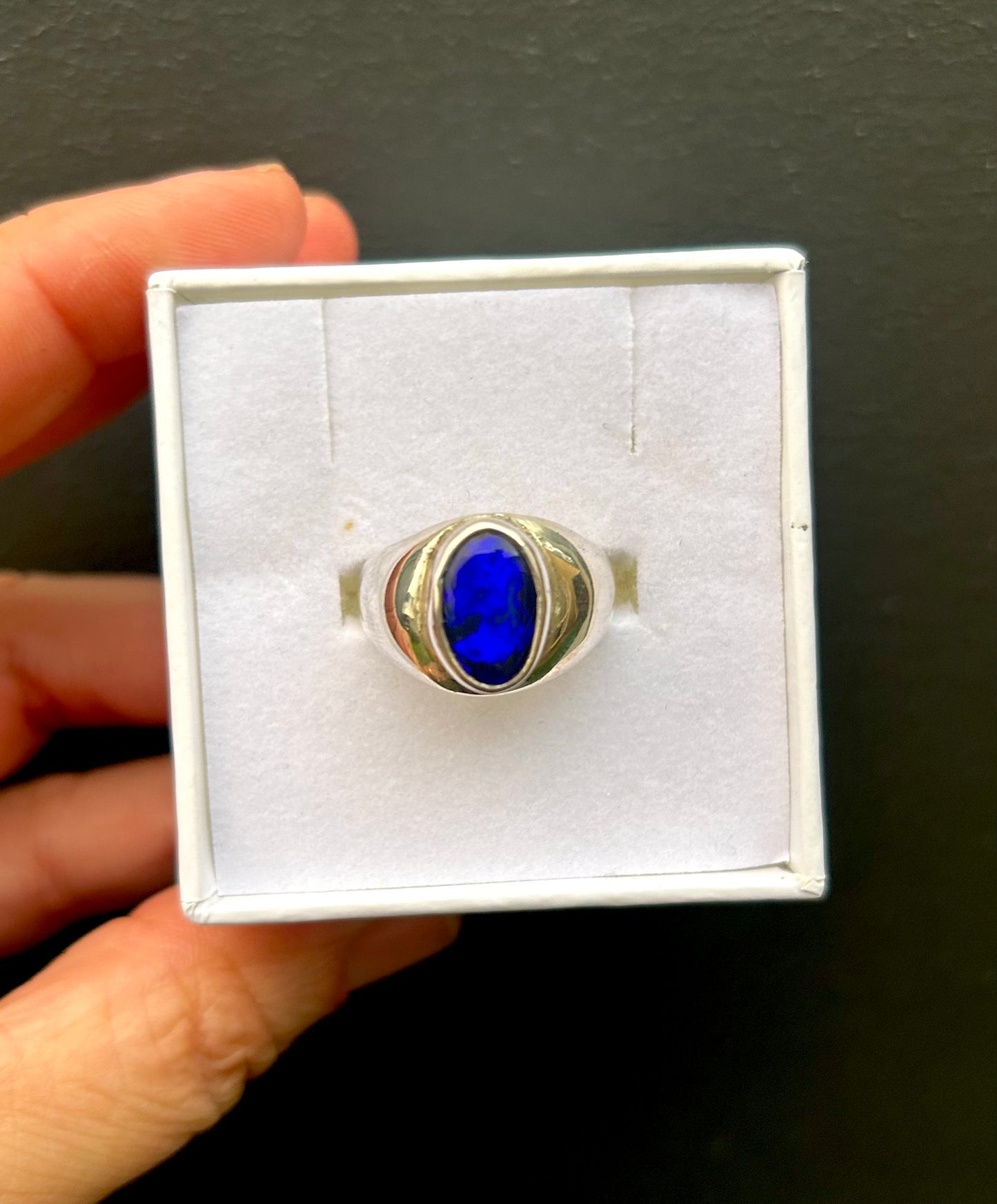 Atlantian Blue sandcast ring - 3.20ct